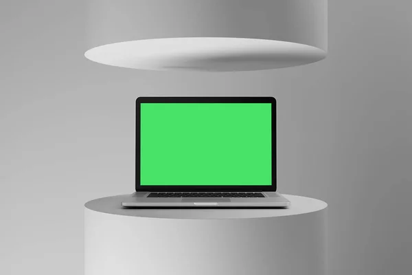 Laptop mockup on a cube — 스톡 사진
