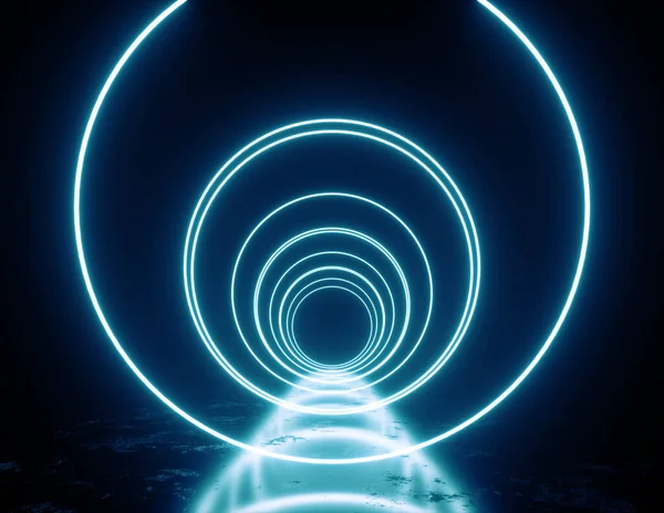 Tunnel di linee luminose al neon — Foto Stock