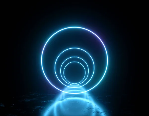 Tunnel di linee luminose al neon — Foto Stock