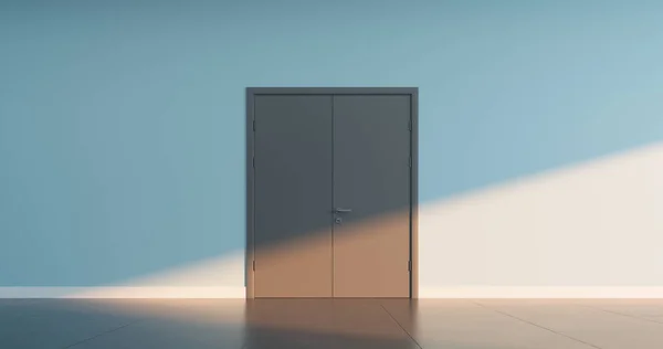 Double closed door, on empty wall of a public space interior. — Stock Photo, Image