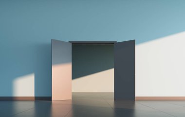 Boş kamusal alanda kapıları tamamen aç