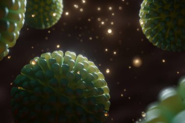 Corona virüsü. Mikroskop görünümü.