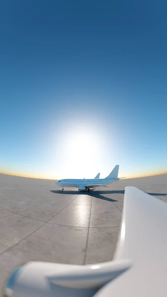 Aviones en el aeropuerto vacío. Vista al suelo . — Foto de Stock