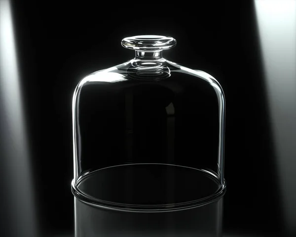 Скляна кришка пластини з нічим під нею, над чорним — стокове фото