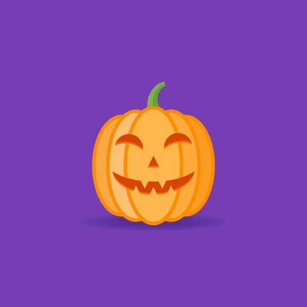 Halloween-Kürbis isoliert auf dunkelviolettem Hintergrund. Flache Stilikone. — Stockvektor