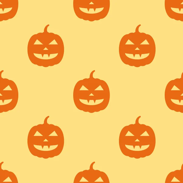Seamless pattern with halloween pumpkins on yellow background. Vector texture. — Stock Vector
