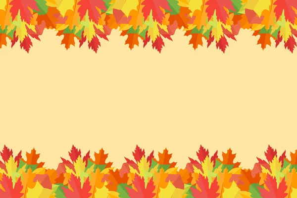 Sarı arka plan üzerinde afiş ile renkli sonbahar yaprakları — Stok Vektör
