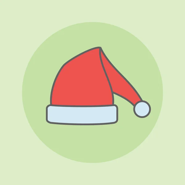 Santa Claus sombrero línea plana icono. Ilustración vectorial . — Archivo Imágenes Vectoriales