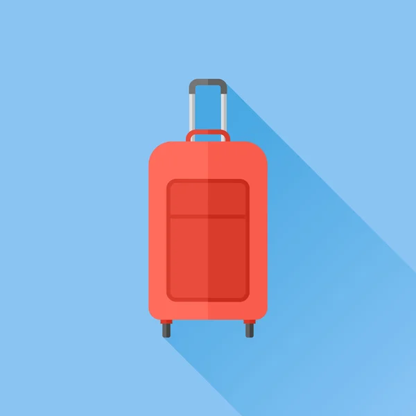 Custodia bagagli icona piatta con lunga ombra. Borsa da viaggio vettoriale illustrazione . — Vettoriale Stock