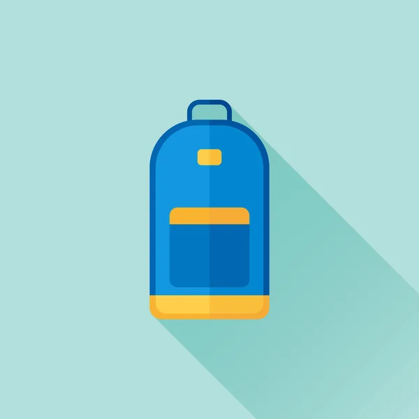 Sac à dos icône plate avec ombre longue. Sac scolaire ou sac à dos de rue . — Image vectorielle