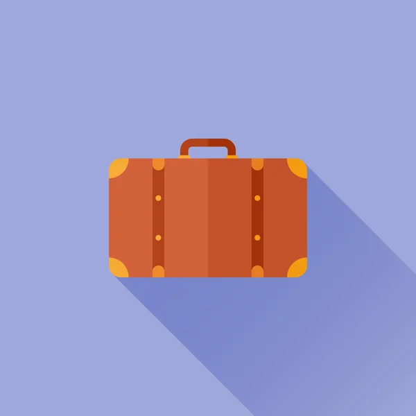 Icona piatta valigia con lunga ombra. Borsa da viaggio vettoriale illustrazione . — Vettoriale Stock