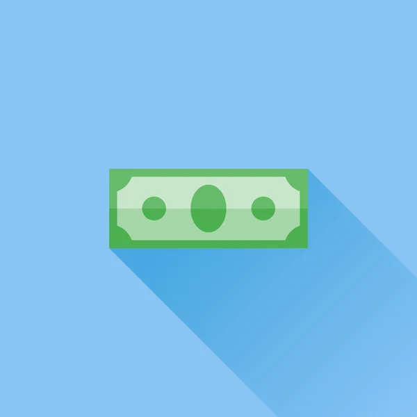 Geld platte pictogram met lange schaduw op blauwe achtergrond. Vectorillustratie. — Stockvector