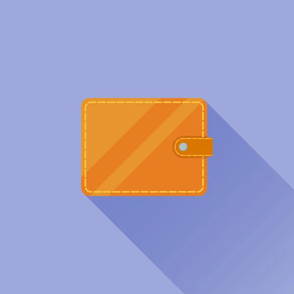 Wallet flat icon with long shadow on blue background. Vector illustration. — Stock vektor