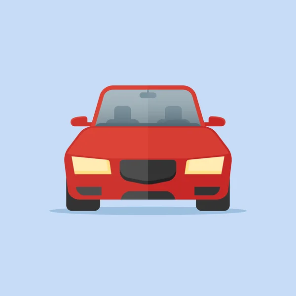 Icono plano coche rojo. Vista frontal. Ilustración vectorial automóvil . — Vector de stock