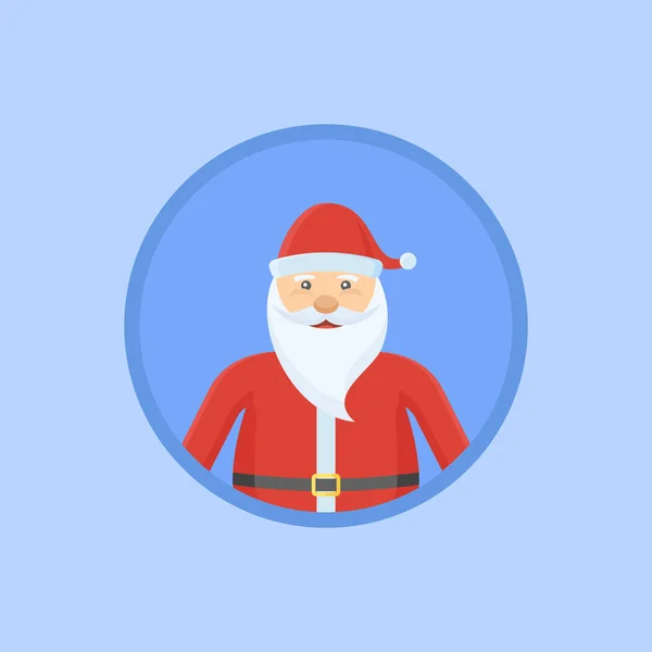 Santa Claus icono redondo plano sobre fondo azul — Archivo Imágenes Vectoriales