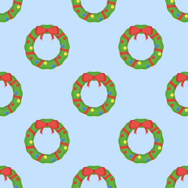 크리스마스 화 환 파란색 배경에 완벽 한 패턴 — 스톡 벡터