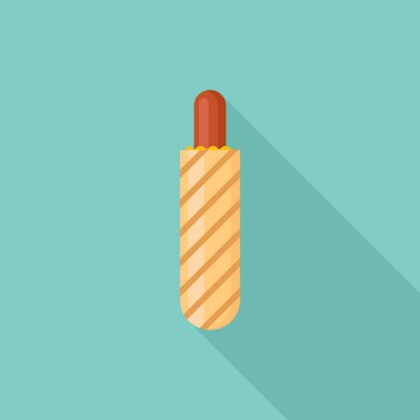 Sosisli sandviç düz simgesi uzun gölge ile Fransız