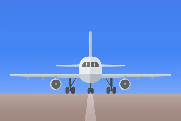 Airplane with landing gear on runway — Stock Vector