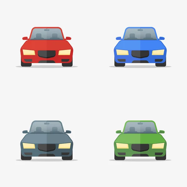 Conjunto de carros em cores diferentes ícones de estilo plano — Vetor de Stock