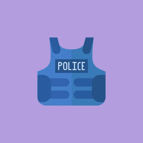 Politie kogelvrij vest platte stijlicoon — Stockvector