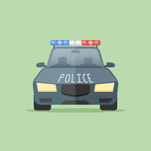 Police car flat style icon. Front view. Automobile vector illustration. — Stock Vector