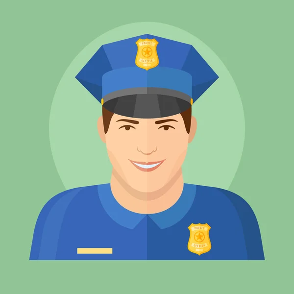 Policista ploché ikony na zeleném pozadí — Stockový vektor