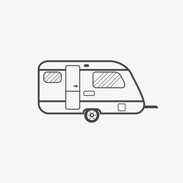 Camper rimorchio icona monocromatica. Illustrazione vettoriale . — Vettoriale Stock