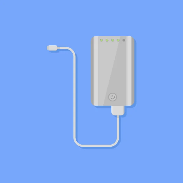 Banco de energía portátil con cable icono de estilo plano. Ilustración vectorial . — Archivo Imágenes Vectoriales