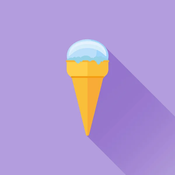 Плоская икона мороженого с длинной тенью. Векторная иллюстрация . — стоковый вектор