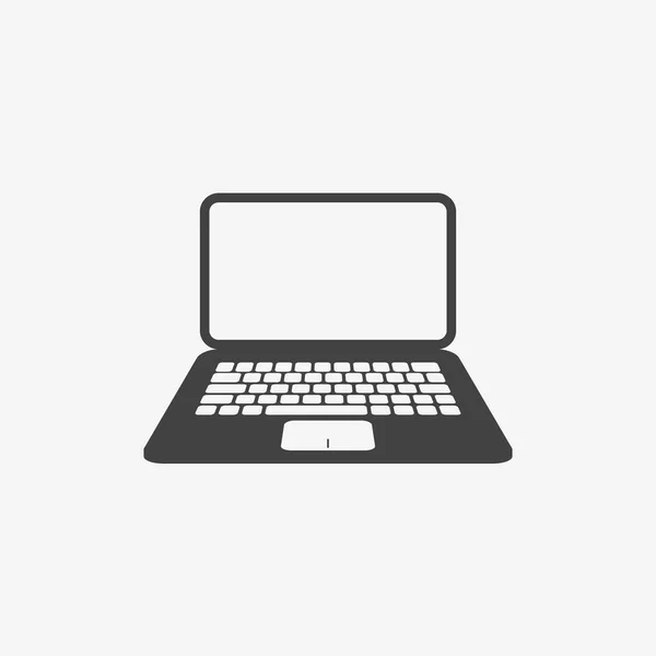 Laptop icona monocromatica. Vista frontale. Illustrazione vettoriale . — Vettoriale Stock