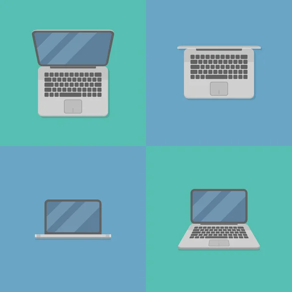 Set of laptop flat style icons. Vector illustration. — Stock Vector