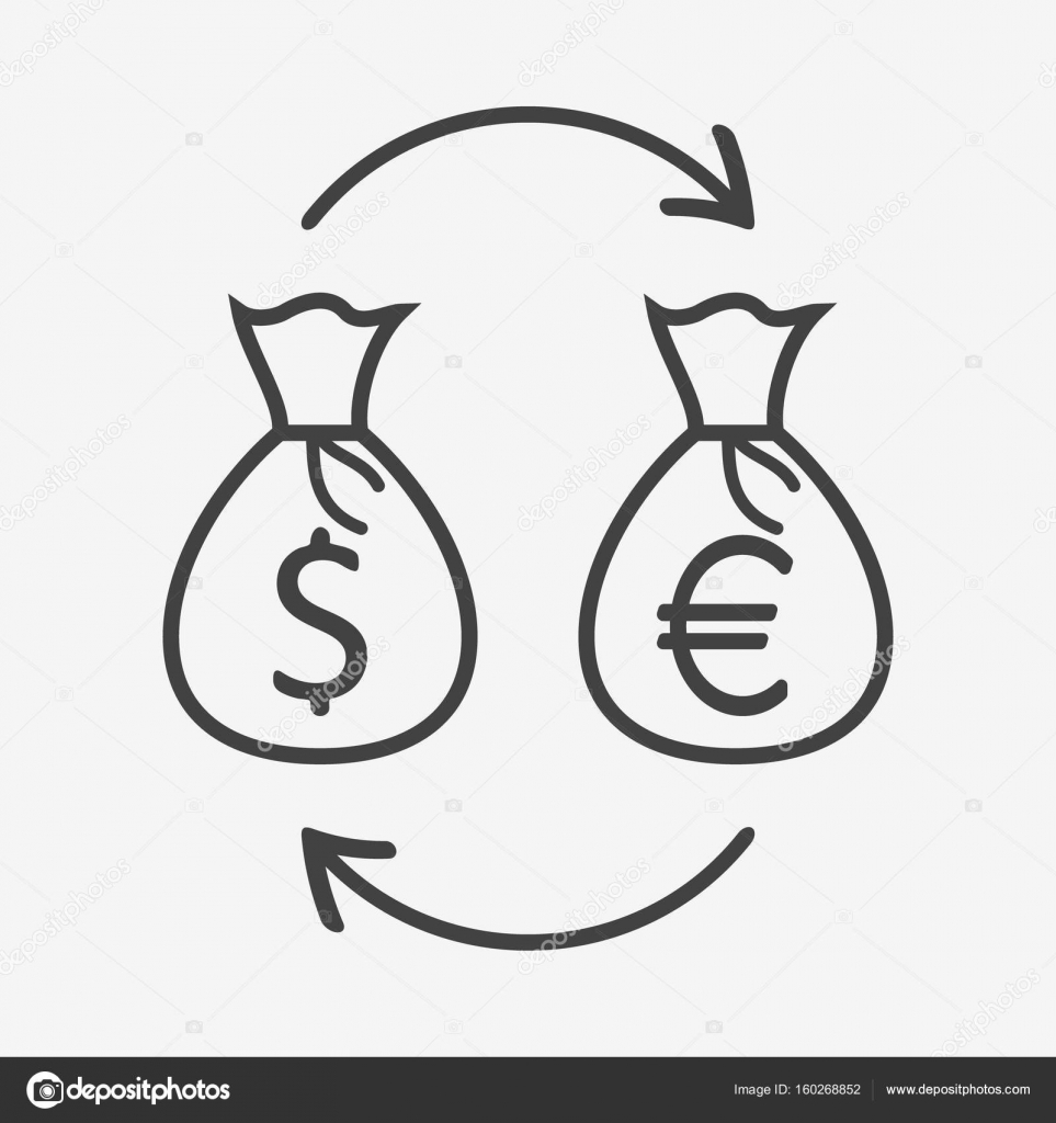 Currency Exchange Monochrome Icon Money Bags With Dollar - 