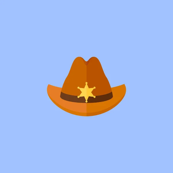 Sheriff hat with star flat style icon. Vector illustration. — Stock Vector