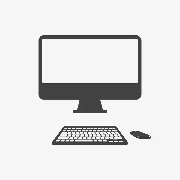Asztali személyi számítógépes fekete-fehér ikonra. Vektoros illusztráció. — Stock Vector