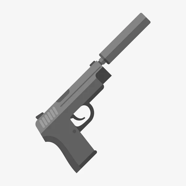 Pistola com silenciador isolado no fundo branco —  Vetores de Stock
