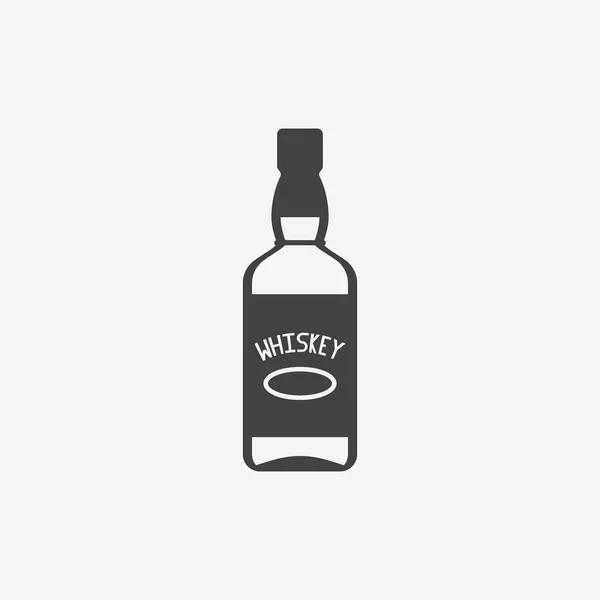 Botella de whisky icono monocromo. Ilustración vectorial . — Vector de stock