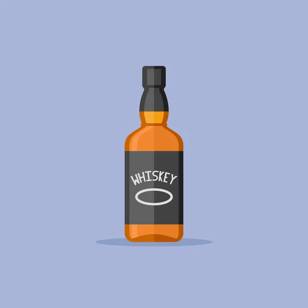 Flaska med whiskey platt stilikon. Vektorillustration. — Stock vektor