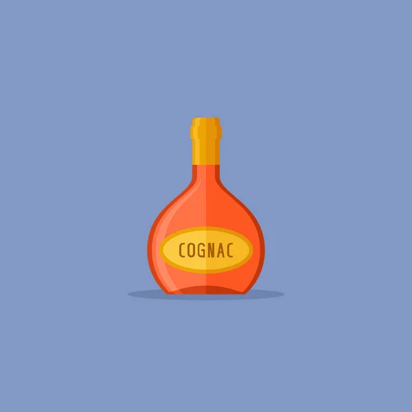 Cognac garrafa ícone de estilo plano. Ilustração vetorial . —  Vetores de Stock