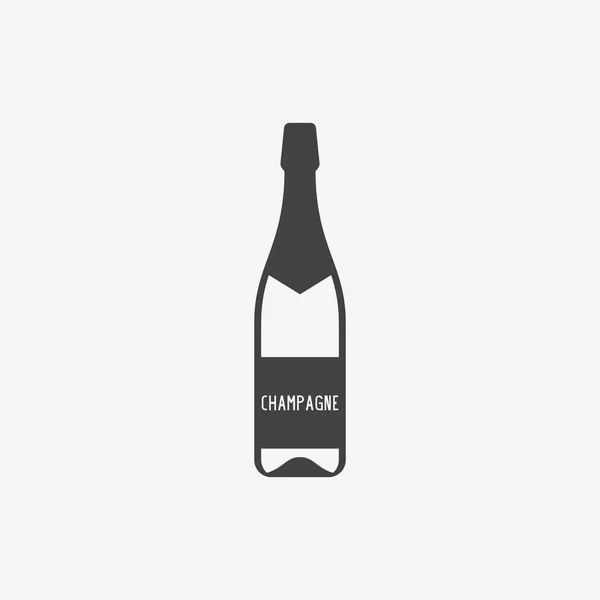 Láhev šampaňského černobílá ikona. Vektorové ilustrace. — Stockový vektor