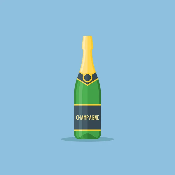 Бутылка шампанского в плоском стиле. Векторная иллюстрация . — стоковый вектор