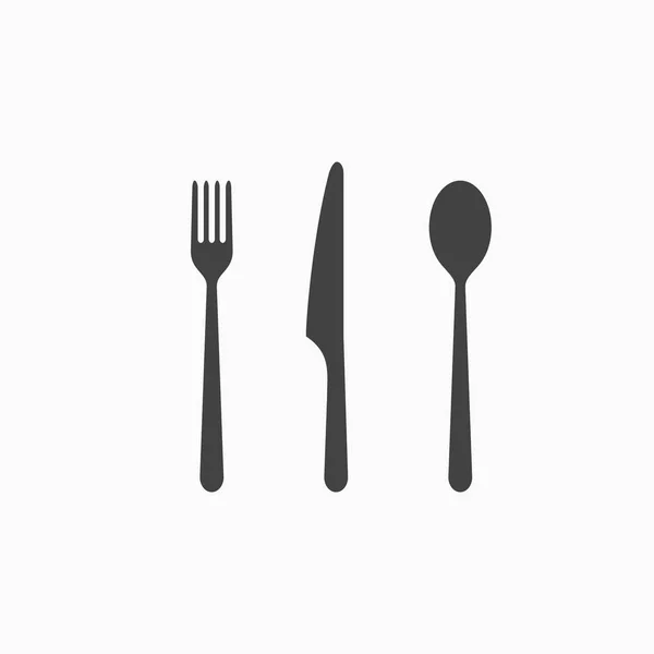 Set of fork, spoon and knife monochrome icon. Vector illustration. — Stock Vector