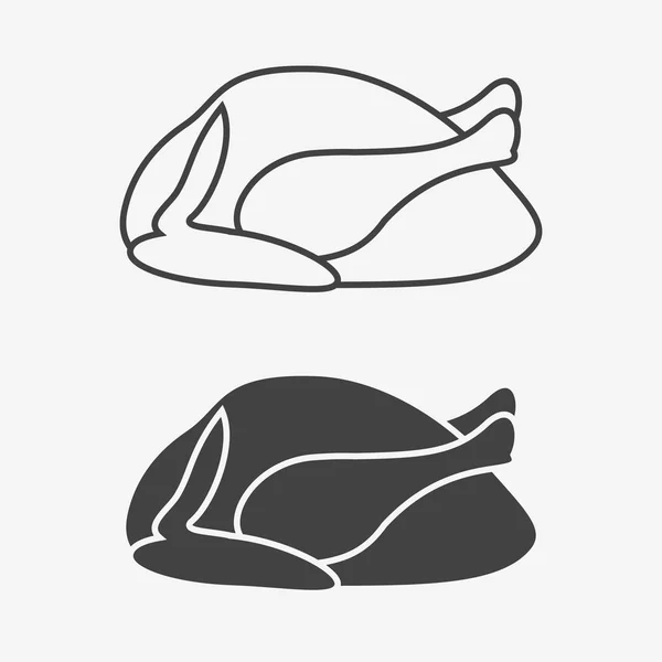 Chicken or turkey monochrome icon. Vector illustration. — Stock Vector