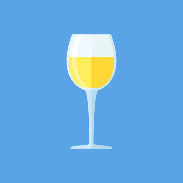 Glas Weißwein Flach Stil-Ikone. Vektorillustration. — Stockvektor