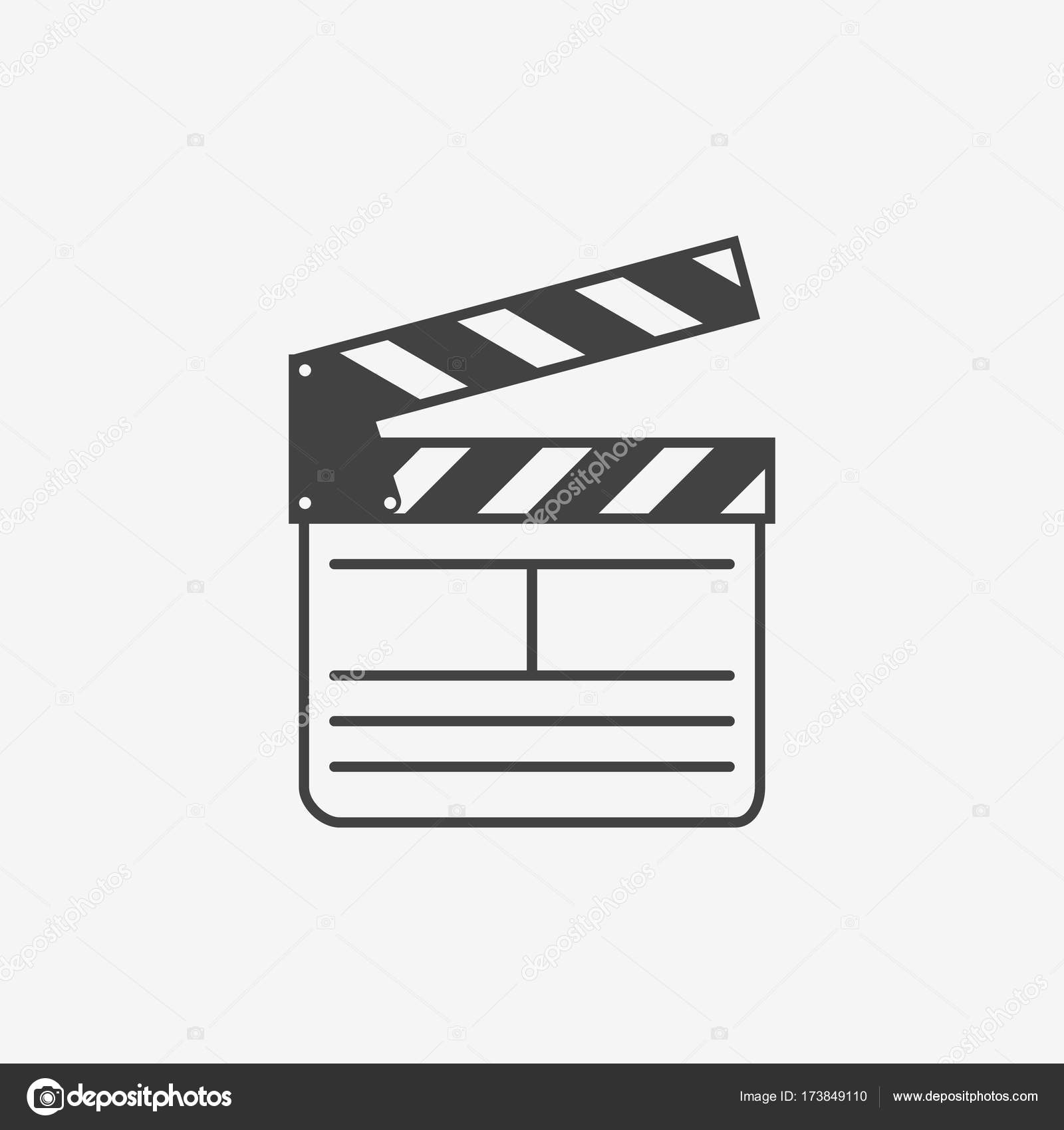 Movie Clapper Icon On Black And White Vector Backgrounds High-Res