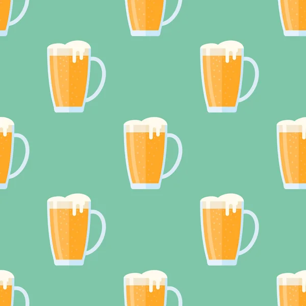 Patrón sin costura con taza de cerveza — Vector de stock