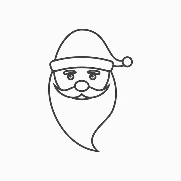 Santa Claus face line icon on white background. — Stock Vector