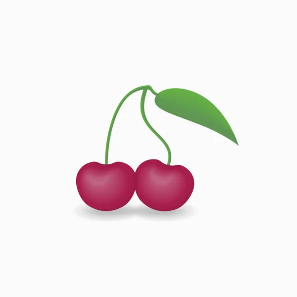 Cherry elszigetelt fehér alapon — Stock Vector