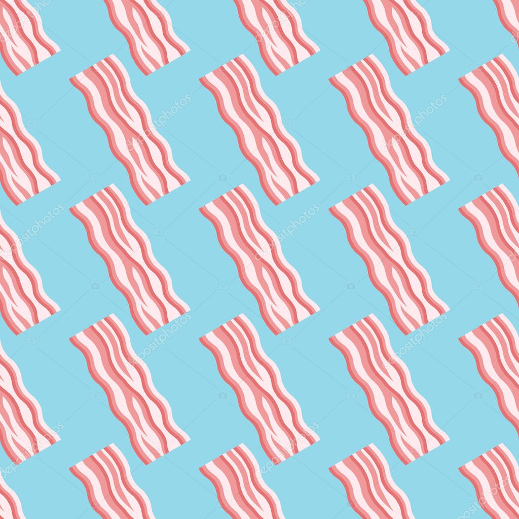 Seamless pattern with bacon strips. Vector texture.