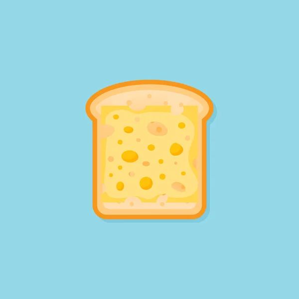 Pan tostado con rebanada de queso icono de estilo plano. Ilustración vectorial . — Archivo Imágenes Vectoriales