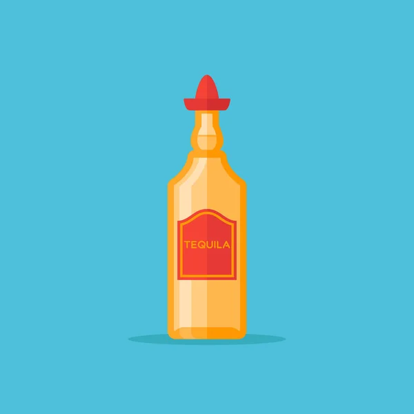 Garrafa de tequila ícone de estilo plano. Ilustração vetorial . —  Vetores de Stock